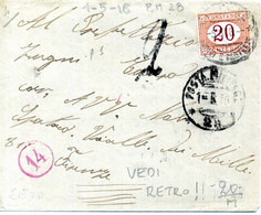 1.5.1918 Busta POSTA MILITARE VERIFICATO PER CENSURA - Per Firenze - Franchise