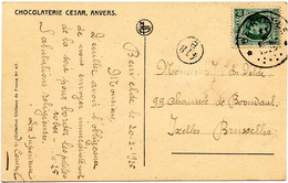 BELGIQUE - COB 14 SIMPLE CERCLE RELAIS A ETOILES BEIRVELDE SUR  CARTE POSTALE, 1925 - Sterstempels
