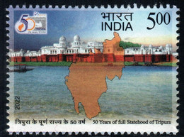 INDIA 2022 STAMP 50 YEARS OF STATEHOOD OF TRIPURA, MAPS, MONUMENTS, ARCHITECTURE .MNH - Nuevos