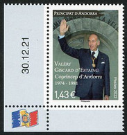 ANDORRA ANDORRE (2022) Valéry Giscard D'Estaing Visita Copríncep D'Andorra, Président Repúblique - Coin Daté - Ungebraucht