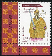 ANDORRA ANDORRE (2022) EUROPA - Llegenda De Carlemany, Charlemagne, Roi, épée, Myths And Legends  Coin Daté - Ungebraucht