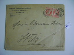 BELGIUM - ENVELOPE SENT FROM ANVERS TO WILTZ (LUXEMBOURG) WITH 2 STAMPS WITH PERFIN IN 1908 IN THE STATE - 1863-09