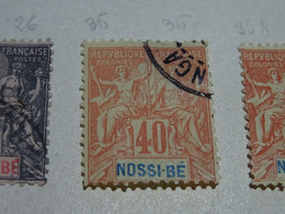 Nossi Bé Timbre Type Sage 40 Centimes N° 36 Oblitéré - Oblitérés