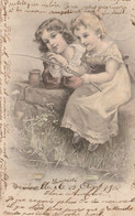 Carte Fantaisie 1902 Belgique  Deux Enfants à La Pêche Timbre Belgie 5c - Collezioni E Lotti
