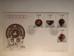 China FDC 1990 Painted Pottery - 1990-1999