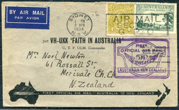 1934 (April) Australia / New Zealand "Faith In Australia" First Flight Cover Sydney - Christchurch - Eerste Vluchten