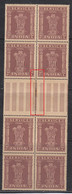 Block Of 8 With Gutter , India 1950 MNH Service / Official, Star Wmk, - Official Stamps