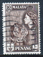 Malaya Penang 1957 Queen Elizabeth II Single 10c Stamp In Fine Used - Penang