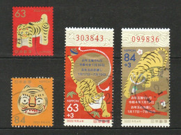 JAPAN 2021 ZODIAC LUNAR NEW YEAR OF TIGER 2022 COMP. SET OF 4 STAMPS FINE USED (**) - Nuovi