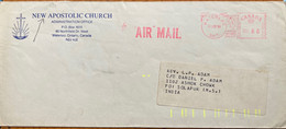 CANADA 1985, WATERLOO CITY METER CANCELLATION,PRIVATE COVER NEW APOSTOLIC CHURCH COVER TO INDIA - Brieven En Documenten