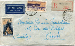 NOUVELLE-CALEDONIE LETTRE RECOMMANDEE PAR AVION DEPART NOUMEA ? JAN 1951 Nelle-CALEDONIE POUR LA TUNISIE - Briefe U. Dokumente