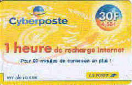 FRANCE : FRAT01R 30F Cyberposte 1heure Yellow USED - Autres & Non Classés