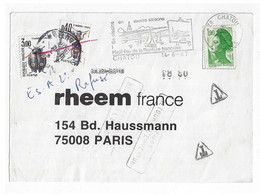 CHATOU 78 Carte Postale Commerciale RHEEM Affranchie Liberté 1,90 F Yv 2424 Ob 1987 TAXE REFUSEE Insectes Yv T 110 111 - 1960-.... Lettres & Documents