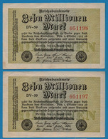 DEUTSCHES REICH 2 X 10 MILLIONEN MARK # DV-59 051197 + 98 P# 106a - 10 Millionen Mark