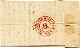 BELGIQUE - GRAND TAD FRANCE PAR QUIEVRAIN AU VERSO D'UNE LETTRE AVEC CORRESPONDANCE, 1841 - Transit Offices