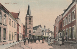 Bree : Markt Met Stoomtram En Veel Volk ( Zeldzame Oude Kleurkaart ) --- 1917 - Bree