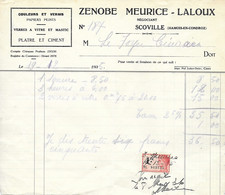 Quittance. Facture. Zénobe Meurice - Laloux. Scoville. Hamois-en-Condroz. 1935 - 1900 – 1949