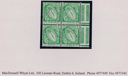 Ireland 1922-35 Watermark Se ½d Sword, Var Watermark Inverted Block Of 4 From Booklet Mint Unmounted - Neufs