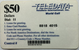 ANGOLA : D06 $50 Black  TELEDATA Blue World Call USED - Angola