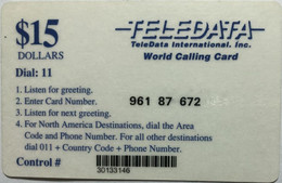 ANGOLA : D02 $15 Blue   TELEDATA Blue World Calling Card USED - Angola