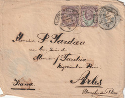 1894 - Cover Stationery With Additional Stamps From London EO  To Arles, France - Hooded Circle  Cancel - Cartas & Documentos