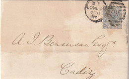 1880 - Folded Letter With Business Text In English From London To Cadiz, Spain - Arrival Stamp - Covers & Documents