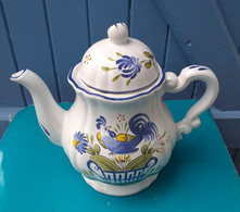 Cafetière KG LUNEVILLE Modèle CHANTECLERC, Oiseau Bleu (coq) - Lunéville (FRA)