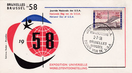 Enveloppe FDC 1047 Exposition Universelle Bruxelles Journée Nationale Des U.S.A. National Day USA - 1951-1960