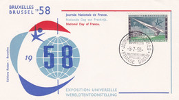 Enveloppe FDC 1048 Exposition Universelle Bruxelles Journée Nationale De France Franse Dag - 1951-1960