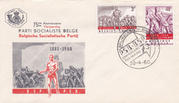 Enveloppe FDC 1131 1132 75me Anniversaire Parti Socialiste Socialistische Partij - 1951-1960