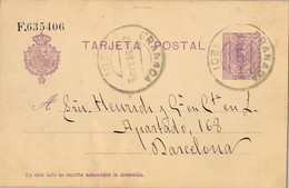 1922 GRANADA  ,  E.P. 50 CIRCULADO ENTRE GRANADA Y BARCELONA , LLEGADA - 1850-1931