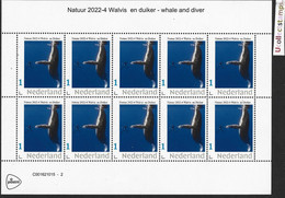 Nederland  2022-4  Natuur Nature  Walvis-duiker  Whale-diver   Vel;-sheetlet   Postfris/mnh/neuf - Unused Stamps