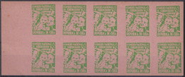 VI-533 CUBA CINDERELLA MEDICINE 1954 1c GREEN PINK PAPER TUBERCULOSIS IMPERFORATED SHEET. - Franking Labels