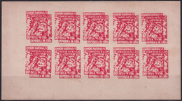 VI-528 CUBA CINDERELLA MEDICINE 1954 1c RED DOUBLE ENGRAVING ERROR WHITE PAPER TUBERCULOSIS IMPERFORATED SHEET. - Franking Labels