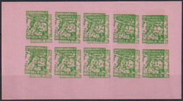 VI-527 CUBA CINDERELLA MEDICINE 1954 1c GREEN DOUBLE ENGRAVING ERROR PINK PAPER TUBERCULOSIS IMPERFORATED SHEET. - Franking Labels