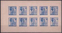 VI-525 CUBA REPUBLICA CINDERELLA MEDICINE 1951 1c BLUE TUBERCULOSIS IMPERFORATED SHEET. - Vignettes D'affranchissement (Frama)