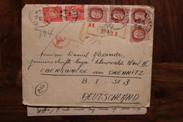 Allemagne France 1944 Eberswalde LAGER Censure Ae Enveloppe Cover Reich STO Petain Recommandé Registered - Guerre De 1939-45