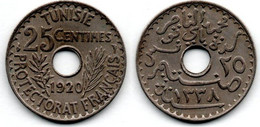 Tunisie -  25 Centimes 1920 TB+ - Tunisie