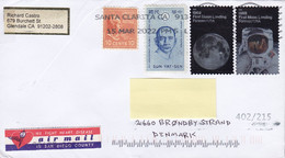 Air Mail 'We Fight Heart Disease In San Diego County' Label SANTA CLARA 2022 Cover BRØNDBY STRAND Yat-Sen Moon Landing - Covers & Documents