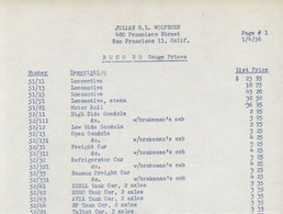 Catalogue BUCO 1956 HO Gauge Prices USA $ HO 1/87 - Engels