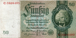 GERMANY- 50 REICHSMARK 1933  - P-182a1 Vf - 50 Reichsmark