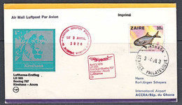 Ca0505  ZAIRE 1978,  First Flight Cover, Lufthansa Boeing 707 Kinshasa To Accra - Gebraucht