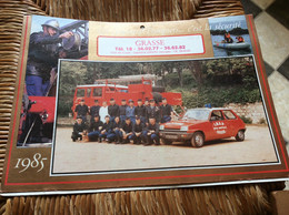 CALENDRIER-ALMÀNACH  Sapeurs-Pompiers  GRAND FORMAT  Ville De GRASSE  Année 1985 - Grossformat : 1981-90