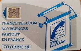 Carte à Puce - France - France Telecom - Les 600 Agences - SC4ab D6, 5 N° Petits Emboutis,2 Contacts Puce Invisibles - 600 Bedrijven