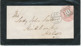 GB „131 / EDINBURGH“ Scottish Duplex Postmark (between 3 Thin Bars, Same Lenght) On VF Rare QV 1 D Pink Stamped To Order - Cartas & Documentos