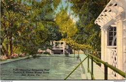 Florida Fort Myers Swimming Pool Edison Winter Home Curteich - Fort Myers