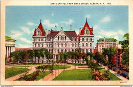 New York Albany The State Capitol Building From Swan Street Curteich - Albany