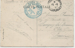 MAROC -CASABLANCA- CACHET MILITAIRE -C à D -TRESOR ET POSTE N°5 /CASABLANCA 23-5-1916+ Double Cercle ,Vert 34mm - Lettres & Documents