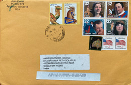 USA 2022,CAMEL ,HORSE,DEER ,OPERA SINGER 4 DIFFERENT FAMOUS,FLAG ,LAMP 9 STAMPS COVER TO INDIA - Briefe U. Dokumente