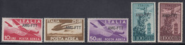 Trieste AMG-FTT Posta Aerea 5 Valori Sassone N° 20/24-26 MH* MLH* Cv 140 - Airmail